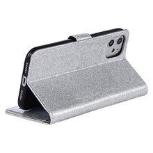 Saceebe Compatibile con iPhone 11 6.1 Custodia pelle Glitter Cover a libro Glitter Diamante Strass Flip Case [Custodia corona perla farfalla] Rhinestone Portafoglio Pelle Cover Morbido,argento