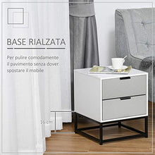 HOMCOM Comodino con 2 Cassetti di Design Base in Metallo, Mobiletto da Salotto, Studio e Camera da Letto