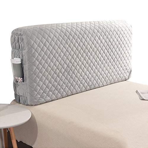 HDGZ Copertura Antipolvere Copritestiera Letto Copertura Imbottito Fodera Elastica Protezione per Testate Comodino Decorazione Copertina Antipolvere Lavabile (Color : Light Gray, Size : 120 * 60cm)