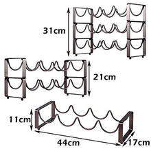 YunNasi Portabottiglie da Vino Impilabile in Metallo Cantinetta per 4 Bottiglie Scaffale Supporto per Bottiglie di Vino (Set di 2, Marrone)