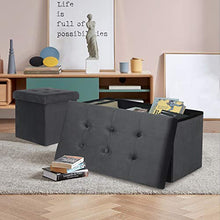 WOLTU Panche Contenitore per Ingresso Cassapanca Pieghevole Ottomane in Velluto, Max Portata Statica di 300 kg, 80 L, 76x37,5x38 cm Grigio SH70gr