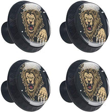 Angry Lion Attack Animal Black Pomelli per Porta Set di 4 Pomelli per Mobili Manopole per Cassetti Cucina Armadio Vetro
