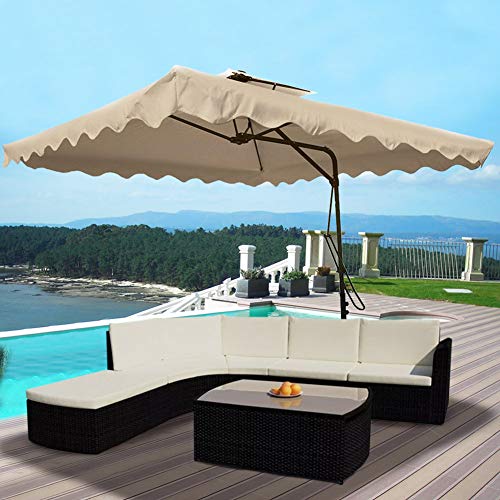 BAKAJI Ombrellone da Giardino Decentrato 2,5 x 2,5 Mt Palo in Metallo Chiusura a Leva Base a Croce Sistema Air Vent Arredamento Esterno Gazebo Piscina Giardino Terrazzo Ambienti Esterni (Tortora)