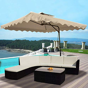 BAKAJI Ombrellone da Giardino Decentrato 2,5 x 2,5 Mt Palo in Metallo Chiusura a Leva Base a Croce Sistema Air Vent Arredamento Esterno Gazebo Piscina Giardino Terrazzo Ambienti Esterni (Tortora)