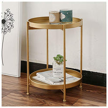 Bedside Tables Comodini in Metallo Vassoio Rotondo A 2 Livelli Tavolino Piccolo da caffè Espositore da Comodino Piccolo Semplice per La Casa, 40X51.5CM(Color:d'oro)