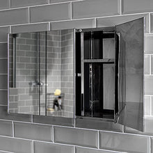 Bath Vida Armadietto da Bagno con 3 Ante in Acciaio Inossidabile, con meccanismo di Chiusura Magnetica, Colore: Argento, H 45 x W 68 x D 13 cm