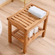 Sgabelli CJC Panca da Doccia Sedile con Ripiani bambù Spa da Bagno in Legno Impermeabile Organizzatore di Stoccaggio Bagno Antiscivolo Dentro Fuori (Color : Bamboo)