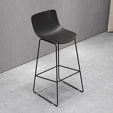 YS Sedia Sgabello da Bar Sedile Bar, Nordic Pub Ferro Art Schienale Alto Pp Sedile Gamba con Poggiapiedi Moderna Cucina Semplice Sala da Pranzo Stile Industriale Alta,Nero,75 cm