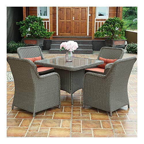 HLZY Tavolo in Vimini in Rattan mobili in Patio e Set Sedia, Arredamento da Esterni Rattan Garden Mobili Set Vetro Top Tavolino da caffè Patio Set tavolino da caffè Conversazione Patio all'aperto