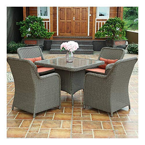 HLZY Tavolo in Vimini in Rattan mobili in Patio e Set Sedia, Arredamento da Esterni Rattan Garden Mobili Set Vetro Top Tavolino da caffè Patio Set tavolino da caffè Conversazione Patio all'aperto