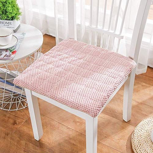 XHNXHN Cuscini per sedie da Pranzo in Velluto a Coste da 6 Pezzi, Imbottiture per sedili in Tinta Unita Cuscini per sedie Quadrati per Interni Imbottiti Traspiranti Antiscivolo con Lacci Rosa 18x18