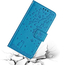 Robinsoni Cover Compatibile con Samsung Galaxy J3 2016 Case Scintillare Glitters Lucido PortaLibro Custodia Retro 3D Ciliegia & Gatto Stampato Pelle PU Libretto Cover Flip Farfalla Caso, Blu