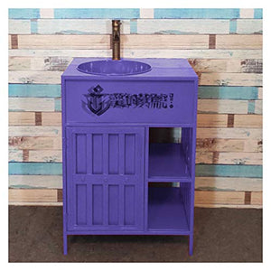 YRRA Autoportante Stoccaggio Mobile Lavabo, Stile Industriale Mobile lavabo Esterno, Mobile Bagno con Lavabo, Vintage 23,6 x 17,7 33,4 Pollici,Viola,Sink Cabinet