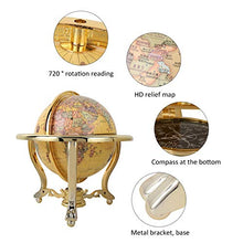Mappamondo antico impermeabile con staffa in metallo e mappamondo base con bussola, per arredo scrivania(25cm)