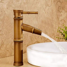 VBARV Rubinetto per lavabo monoforo in bambù Vintage - Tutto Rame Antico Rubinetto Rubinetto dell'Acqua Calda e Fredda Bagno Cascata Rubinetto Rubinetto monocomando lavello