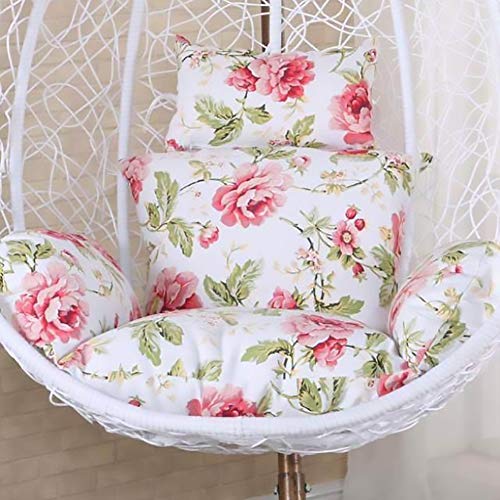 SKRCOOL Morbido Dondolo Cuscino Imbottito,Pelle-cordiale Dondolo Amaca Cuscino per Sedile Spesso Nido Appesi Cuscino per Sedia Torna con Cuscino per Home Patio Giardino Peonia A