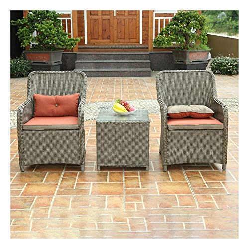 HLZY Tavolo in Vimini in Rattan mobili in Patio e Set Sedia, Arredamento per Esterni Rattan Garden Mobili Set di Vetro Top Tavolino da caffè Patio Set per Giardino all'aperto a Bordo Piscina