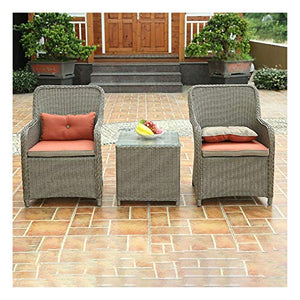HLZY Tavolo in Vimini in Rattan mobili in Patio e Set Sedia, Arredamento per Esterni Rattan Garden Mobili Set di Vetro Top Tavolino da caffè Patio Set per Giardino all'aperto a Bordo Piscina