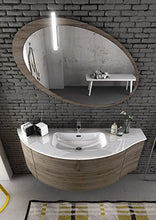 Mobile da bagno color Rovere dimensioni H 80 x L 120 con specchio e lampada led, - Base p. lavabo curvo 1 cassettone H 50 x L 100 cm