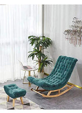 XinQing-Sedia a dondolo Sedia a dondolo in legno massello in pelle scamosciata Balcone Lazy Divano Sedia per il tempo libero Sedia per il tempo libero Sedia comoda stile nordico, verde scuro, con peda