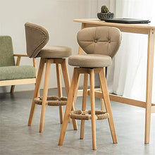 Ljings - Sgabello girevole con poggiapiedi, moderno, per interni, esterni, per cucina, casa, ufficio, pub, bar, con schienale, kaki, lino