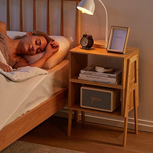 Pipishell comodino, comodino in bambù con 1 vano a giorno, comodino moderno con piedini in legno massello per soggiorno, camera da letto, cameretta, lavanderia, studio, camerette, set di 2