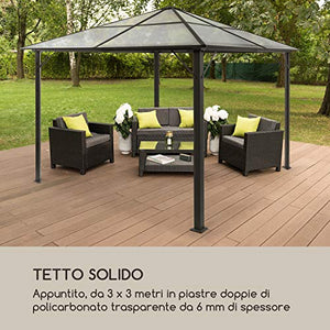 blumfeldt Pantheon Solid Sky Pavillon - Gazebo, Pergola, Tubi in Alluminio, Tettuccio: 3x3 m, 7.6x7.6 cm, Paletto Angolare con Spessore di 1,2 mm, Inossidabile, Senza Pareti Laterali, Nero