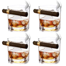 Bicchiere di Whisky di Sigaro, Fatto a Mano dal Vetro di Cristallo Senza Piombo, Vetro Vecchio Stile con Riposo con Sigaro frastagliato, Natale, Regali di Compleanno