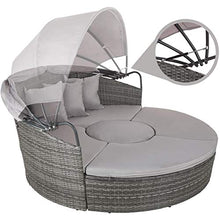 TecTake 800764 Letto Isola Alluminio Rattan, Sdraio Prendisole Arredo Esterno Giardino | Larghezza: ca. 180cm | Disponibile in Diversi Colori (Grau | No. 403422)