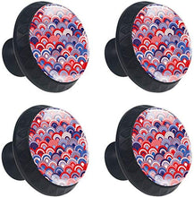 Modello rosso blu bianco della squama del pesce bianco Pomelli per Porta Set di 4 Pomelli per Mobili Manopole per Cassetti Cucina Armadio Vetro