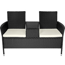 TecTake Divano da Giardino divanetto tavolino da Giardino in polyrattan + Cuscini - Disponibile in Diversi Colori - (Nero | No. 401547)
