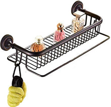 HTL Scaffale per il bagno nero in rame americano per cosmetici da bagno a parete senza punzone per il bagno, facile da installare