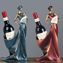 YVX Beauty Girl Model Wine Rack Whisky Holder Scaffale Portabottiglie per Vino Pratica Scultura Wine Stand Accessori per la Decorazione della casa-Blu