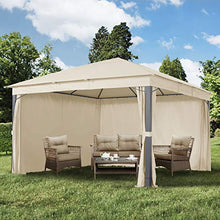 Gazebo da Giardino 4x4m Alu Premium con Copertura del Tetto Impermeabile ca. 220 g/m² - 4 pareti Laterali crema - Profilo da ca. 9x9cm