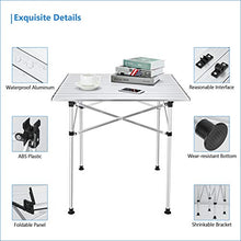 Synlyn - Tavolo pieghevole portatile in alluminio, da campeggio, pieghevole, tavolo da giardino, 70 x 70 cm, tavolo da picnic per esterni ultra leggero per campeggio all'aperto pic-nic pesca