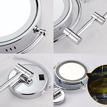 WAOBE Specchi per Trucco A LED con Montatura A Parete, Ingrandimento 10X Ingrandimento Specchio per Trucco Rotondo LED Illuminazione Illuminata A Specchio,Silver