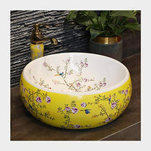 Fiori Uccelli Lavabo Ceramica, lavello Artistico Retro Adatto per Il Bagno di Un Hotel familiare