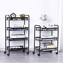 BLWX LY Scaffalatura a 3 Piani con mensole in Mesh con Ruote Cucina Carrello in Metallo Parrucchiere Portaoggetti Soggiorno Organizzazione Bagno Nero