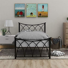 Wealthgirl - Struttura moderna per letto singolo, 90 x 190 cm, in metallo, con testiera per bambini, adolescenti, adulti, colore: Nero