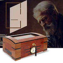 DZSF Cedar Cigar Humidor con umidificatore e igrometro, Grande capacità di Legno Solido Cigar Humidor Serratura incorporata Cigar Box di stoccaggio con Glasstop