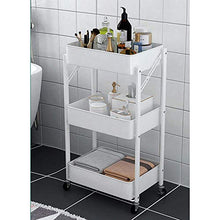 Chunjiao Carrelli a 3 Strati a 3 Strati Pieghevoli Carrello da Cucina Carrello Mobile Acciaio in Carbonio con Ruote universali Installazione Gratuita per Bagno Balcone-Blu Portabottiglie da Vino/por