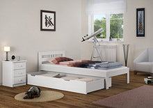 Erst-Holz Solido Elegante Letto Bianco in Pino massello 100x200 con doghe rigide 60.64-10W