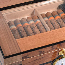SHAO1 Cigar Humidor, Legno di Cedro Cigar Box Alto-Through Lucernario con Dorato Igrometro con Umidificatore (346 * 236 * 161Mm)