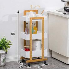 Knoijijuo 3 Strati Trolley, cremagliera Pratico Contenitore con Maniglia, Un Salone di Bellezza di Stand Passeggino Removibile, Multi-Funzione di Carrello di Servizio, di Legno
