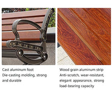 household products Outdoor Alluminio Panchina, Panca di Legno del Grano per Il Tempo Libero in Lega di Alluminio Imitazione con Schienale E Braccioli, Mobili da Giardino Panca Terrazza con Giardino