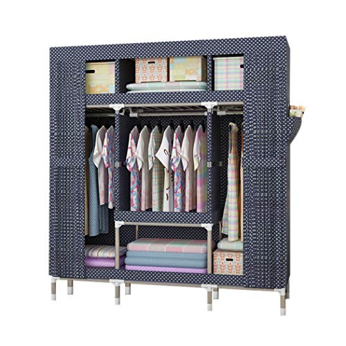 DPPAN Armadio Cabina Guardaroba Tessuto con Tasche Laterali, 25mm Acciaio Inossidabile Cornice, Armadio in Tessuto con Asta Sospesa per Camera da Letto,B_148x45x170CM(58x18x66in)