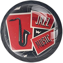 Music Sax Jazz Instrument Rosso Grigio Pomelli per Porta Set di 4 Pomelli per Mobili Manopole per Cassetti Cucina Armadio Vetro