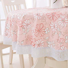 NMBD Appliances Rotonda Impermeabile Tableclothss, a Scacchi in plastica Lavabile Semimpermeabile Tabella Copertura con Merletto Edge e Flan (Color : Light Pink, Size : Round 137cm)