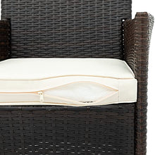 LEKER Set di sedie in rattan per il tempo libero, tavolo da pranzo e sedie, mobili da giardino in rattan, resistente alle intemperie, 6 sedie e tavolo marrone