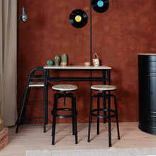 MEUBLE COSY tabouret de bar sgabello metallo,legno rovere 46.5 x 46.5 x 66.5-74cm